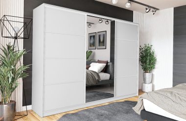 Szafa przesuwna VIP 180 cm z lustrem i szufladami biały mat