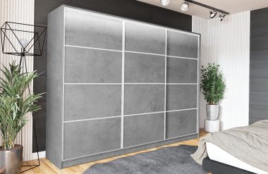 Szafa przesuwna VIP 270 cm z szufladami beton