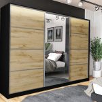 Szafa trzydrzwiowa przesuwna VIP 250 cm z lustrem i szufladami dąb wotan