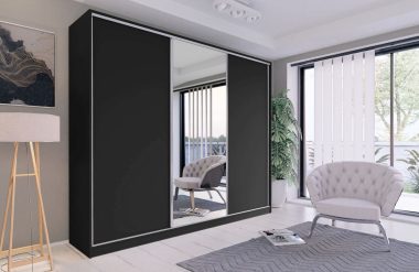 Szafa przesuwna 270 cm z lustrem czarny mat