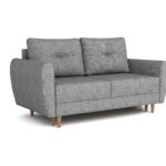 Kanapa z funkcją spania Manstad dwuosobowa z pojemnikiem na pościel jasnoszara plecionka