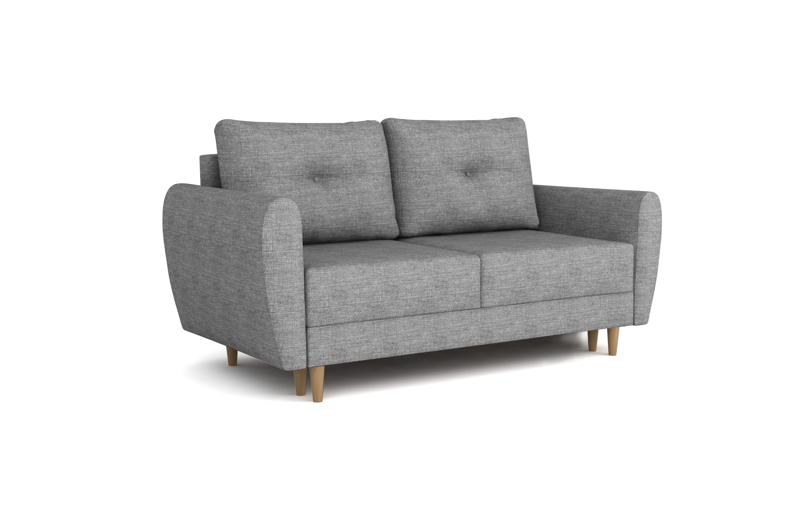 Kanapa z funkcją spania Manstad dwuosobowa z pojemnikiem na pościel jasnoszara plecionka