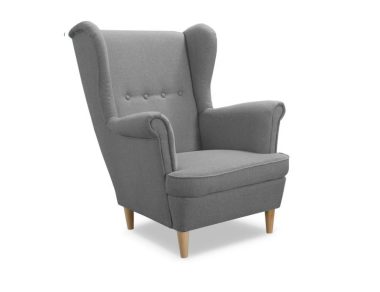 Fotel Uszak jasnoszara plecionka