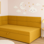 Łóżeczko dziecięce z pojemnikiem na pościel Kaja 80×180 musztardowy welur