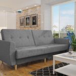 Wersalka z funkcją spania PRL z pojemnikiem na pościel szara plecionka