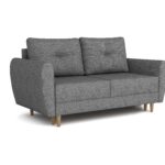 Kanapa z funkcją spania Manstad dwuosobowa z pojemnikiem na pościel szara plecionka