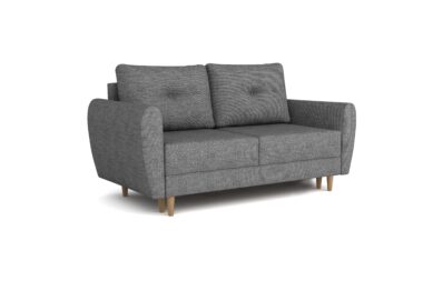 Kanapa z funkcją spania Manstad dwuosobowa z pojemnikiem na pościel szara plecionka