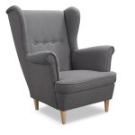 Fotel Uszak szara plecionka