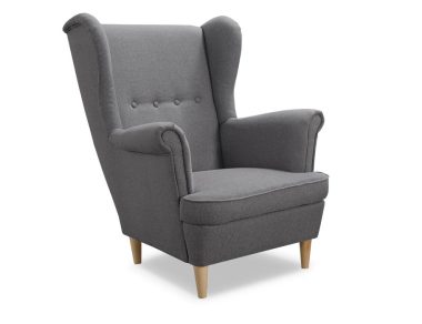 Fotel Uszak szara plecionka