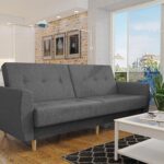 Wersalka z funkcją spania PRL z pojemnikiem na pościel ciemnoszara plecionka