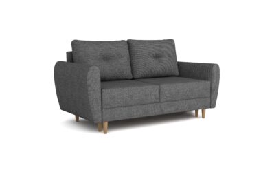 Kanapa z funkcją spania Manstad dwuosobowa z pojemnikiem na pościel ciemnoszara plecionka