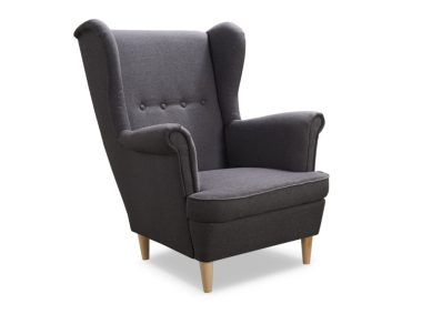 Fotel Uszak ciemnoszara plecionka