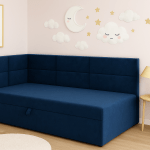 Łóżeczko dziecięce z pojemnikiem na pościel Kaja 90×200 granatowy welur