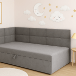 Łóżeczko dziecięce z pojemnikiem na pościel Kaja 80x190 szary welur