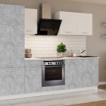 Klasyczne meble kuchenne Toni w kolorze jasny beton + biel