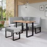 Kompaktowy zestaw kuchenny Berlin z szarym narożnikiem na czarnych metalowych nogach