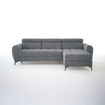 Narożnik z funkcją spania Bjorn uniwersalny L-kształtny z regulowanymi zagłówkami szary welur