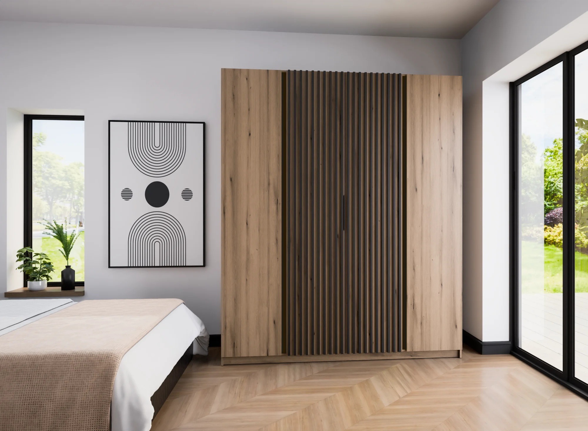 Szafa Kaja 200 cm dąb evoke z lamelami