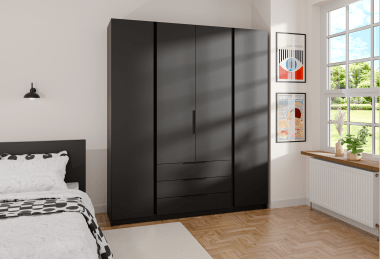 Szafa Kaja 200 cm z szufladami czarny mat