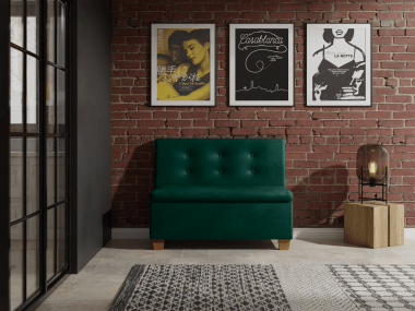 Ławka tapicerowana Barcelona 100x55 ze schowkiem butelkowozielony welur