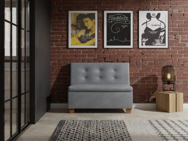 Ławka tapicerowana Barcelona 120x55 ze schowkiem szary welur