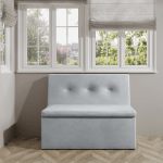 Ławka tapicerowana London 120×55 ze schowkiem jasnoszary welur