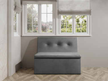 Ławka tapicerowana London 120×55 ze schowkiem ciemnoszary welur