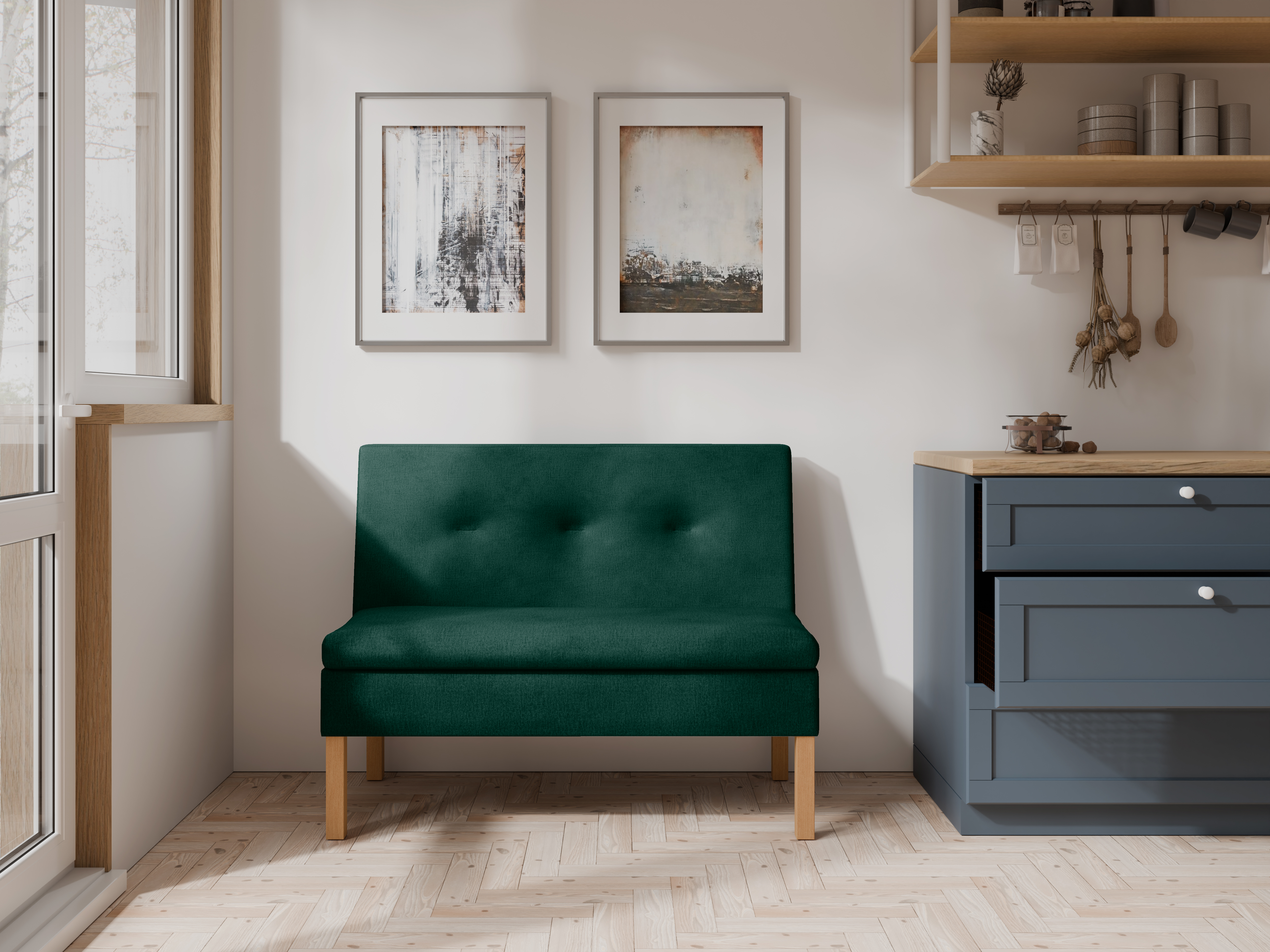 Ławka tapicerowana Paris 80x55 ze schowkiem butelkowozielony welur