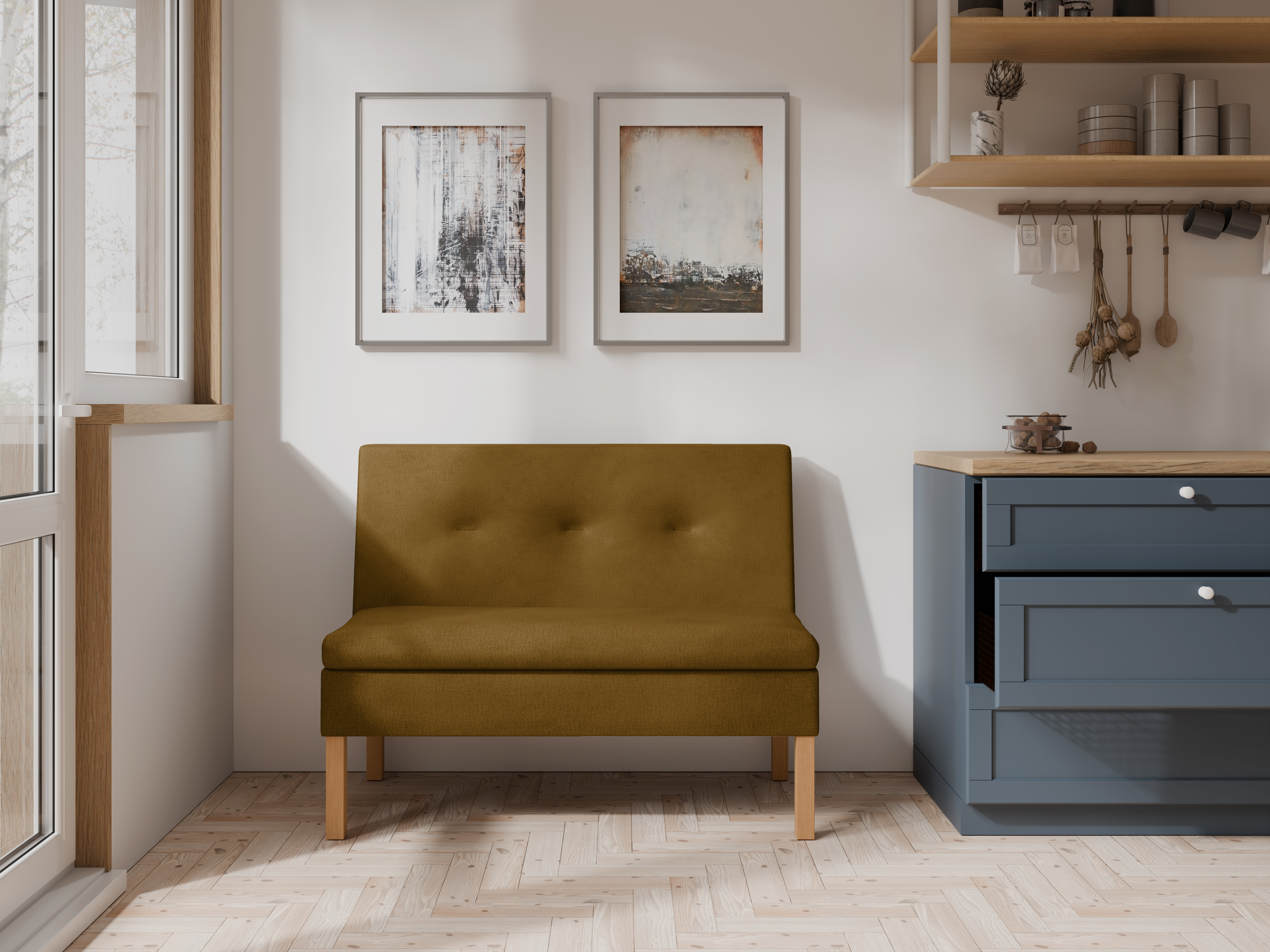 Ławka tapicerowana Paris 80x55 cm musztardowy welur