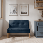 Ławka tapicerowana Paris 120x55 ze schowkiem granatowy welur