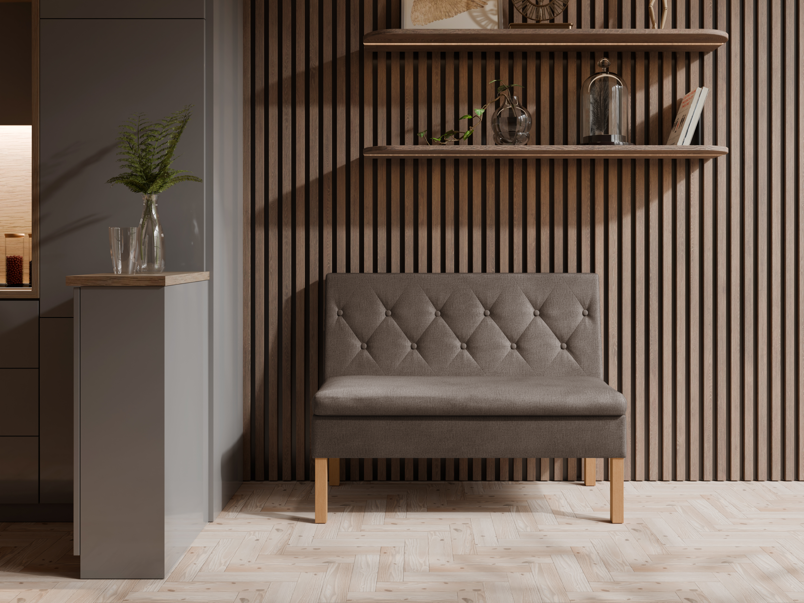 Ławka tapicerowana Praga 80x55 ze schowkiem brązowy welur