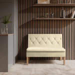 Ławka tapicerowana Praga 80x55 ze schowkiem kremowy welur