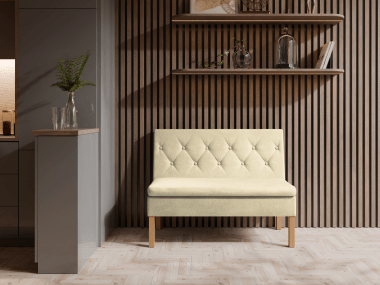 Ławka tapicerowana Praga 80x55 ze schowkiem kremowy welur