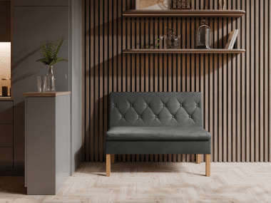 Ławka tapicerowana Praga 120x55 ze schowkiem grafitowy welur