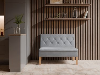 Ławka tapicerowana Praga 120x55 ze schowkiem jasnoszary welur