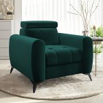 Fotel Bjorn z regulowanym zagłówkiem butelkowa zieleń welur