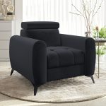 Fotel Bjorn z regulowanym zagłówkiem grafitowy welur