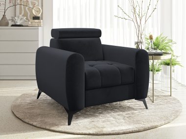 Fotel Bjorn z regulowanym zagłówkiem grafitowy welur