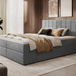 Łóżko z pojemnikami Alsta 160 szary welur