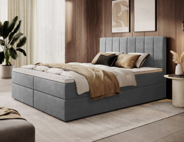 Łóżko z pojemnikami Alsta 120 szary welur