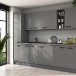 Nowoczesne meble kuchenne Nessa kolor antracyt z szafkami i szufladami
