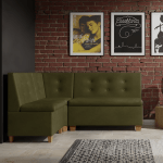 Narożnik kuchenny Barcelona 140x180 ze schowkami oliwkowy welur