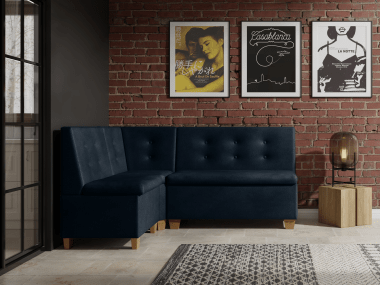 Narożnik kuchenny Barcelona 140x180 ze schowkami granatowy welur