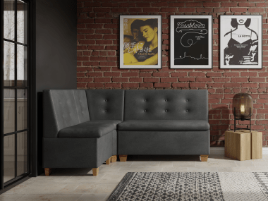 Narożnik kuchenny Barcelona 140×200 ze schowkami grafitowy welur