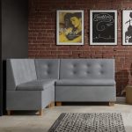 Narożnik kuchenny Barcelona 140x200 ze schowkami jasnoszary welur