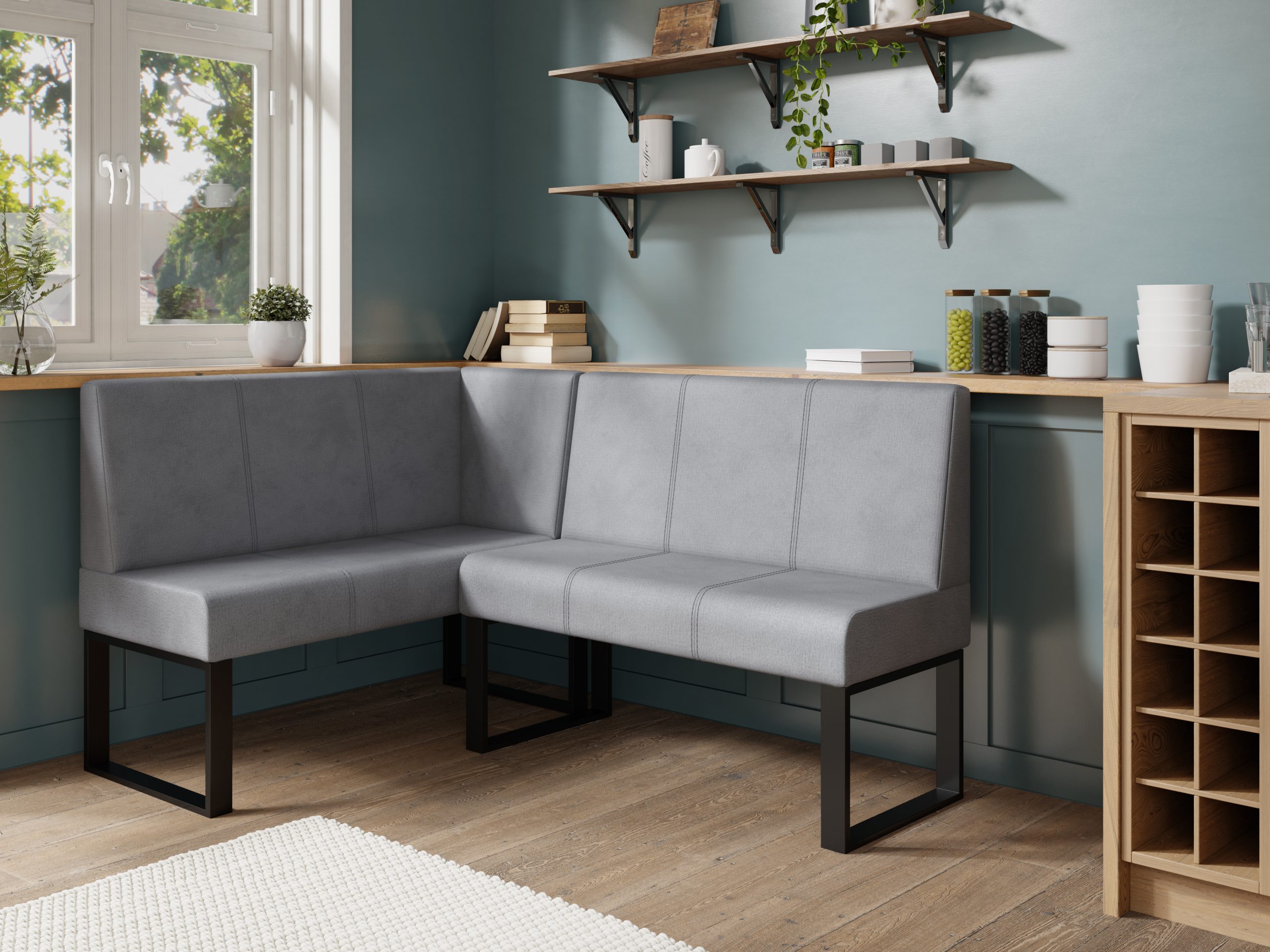 Narożnik kuchenny Berlin 140x200 szary welur