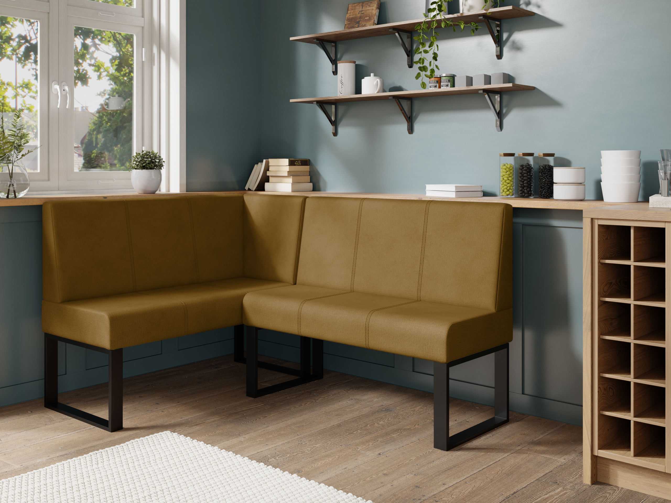 Narożnik kuchenny Berlin 140x200 musztardowy welur