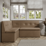 Narożnik kuchenny London 130x170 ze schowkami jasnobrązowy welur