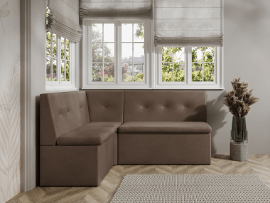 Narożnik kuchenny London 130x170 ze schowkami brązowy welur