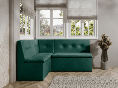 Narożnik kuchenny London 140x180 ze schowkami butelkowozielony welur